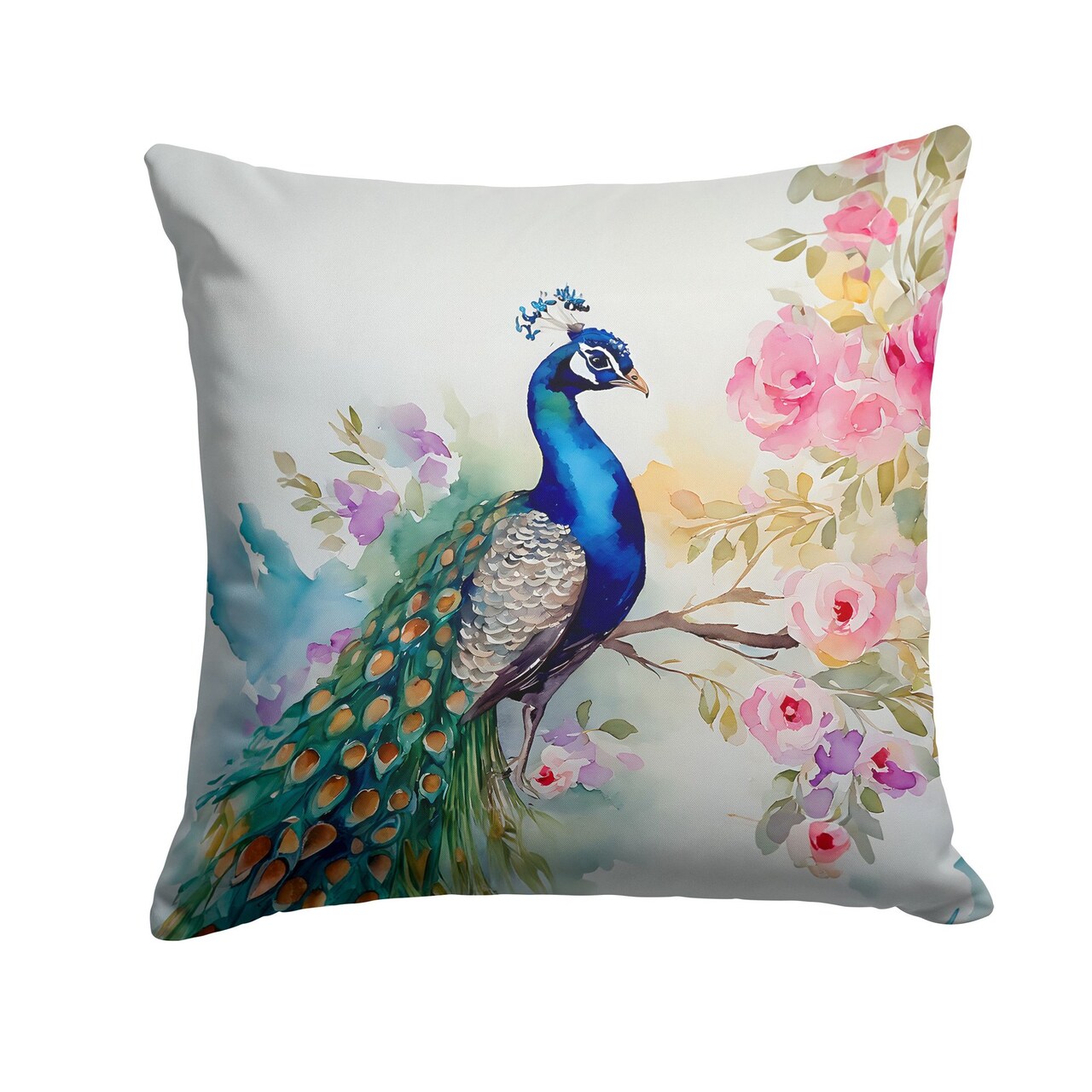 Edge Collections - 14" X 14" - Multicolor - Throw Machine Washable, Pillow Peacock - 1 Piece